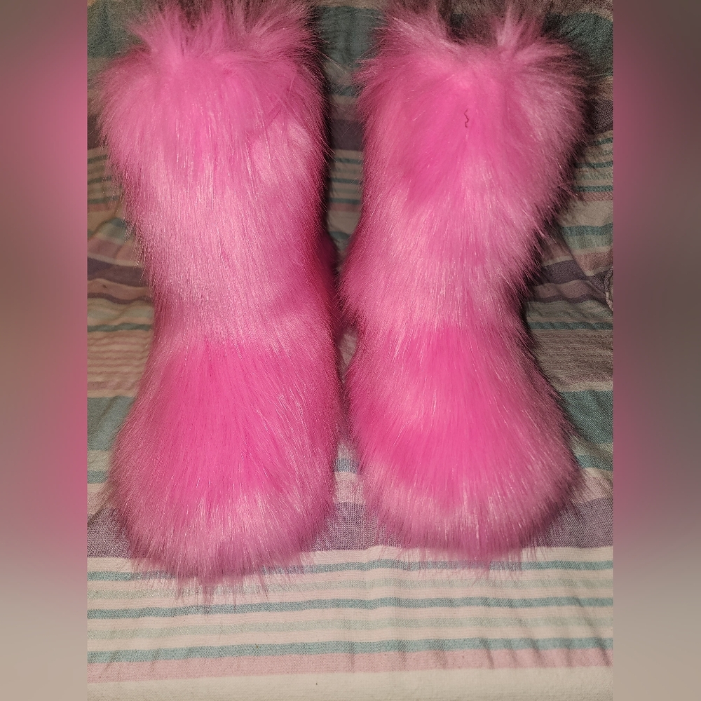 Fluffy Pink Furry Boots